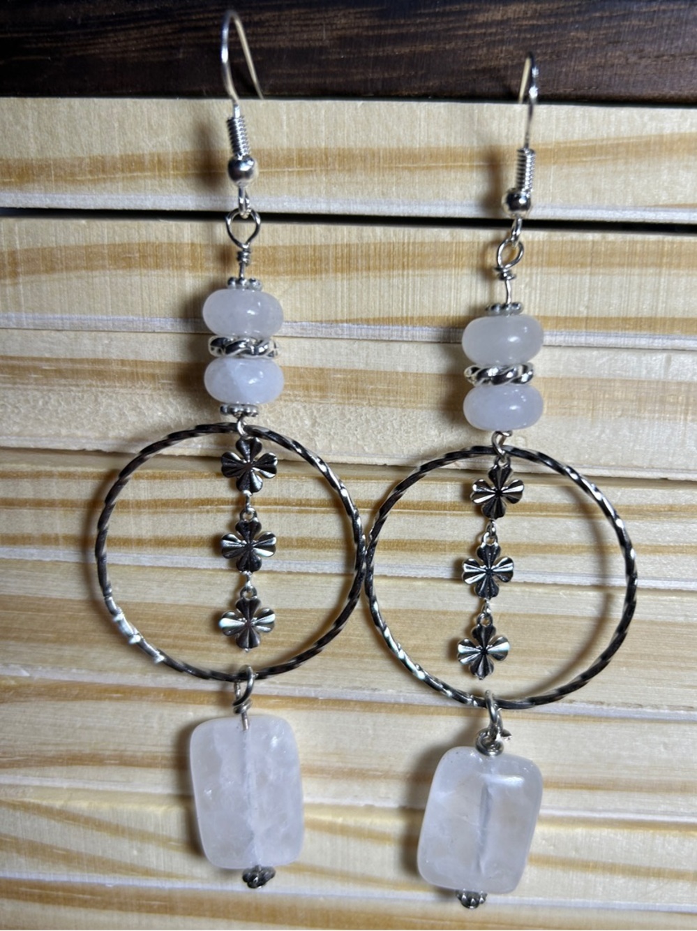 3/$25 Selenite Silver Hoop Earrings